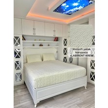 Labirent Model Welsoft Yumuşak Kış Aylarının Vazgeçilmez Yatak Koruyucu Örtüsü - Krem - 190X200