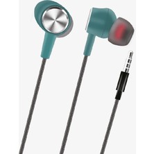 Linktech Spor Silikonlu Kablolu Kulaklık , Linktech H315 Yeşil Mikrofonlu Kablolu Kulak Içi Kulaklık , Aux Kablolu Kulaklık