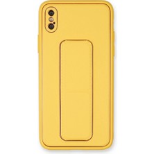 MegaSepet iPhone Xs Max Kılıf Coco Deri Standlı Kapak - SARI-(5796) - MEET6644-8832