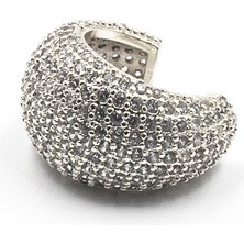 Sose Moda Zirkon Taşlı Kalın Halka Earcuff – Gümüş, Sıkıştırmalı, Anti Alerjik Kıkırdak Küpe