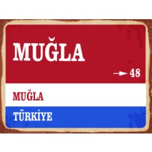 BiveSa Muğla Ili Retro Ahşap Sokak Tabelası