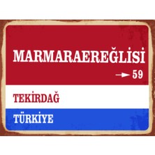 BiveSa Tekirdağ Ili Marmaraereğlisi Ilçesi  Retro Ahşap Sokak Tabelası