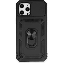 Genel Tedarik iPhone 12 Pro Max Kılıf Pars Lens Yüzüklü Silikon - SIYAH-(5796) - EMTHBA6875-1100