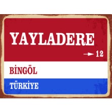 BiveSa Bingöl Ili Yayladere Ilçesi  Retro Ahşap Sokak Tabelası