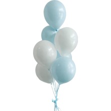 Patladı Gitti 12 Inç Mavi Beyaz Balon 10 Adet