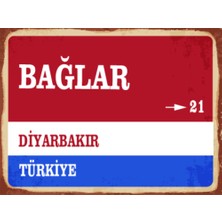 BiveSa Diyarbakır Ili Bağlar Ilçesi  Retro Ahşap Sokak Tabelası