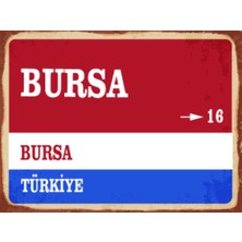 BiveSa Bursa Ili Retro Ahşap Sokak Tabelası