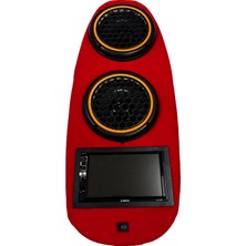 Pcx Koltuk Altı Ses Sistemi 2 x 200W Ekranlı Hoparlör Kırmızı (Sese Duyarlı LED Işıklı)