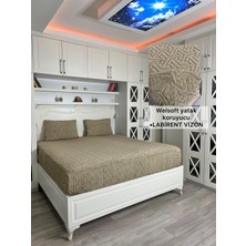 Labirent Model Welsoft Yumuşak Kış Aylarının Vazgeçilmez Yatak Koruyucu Örtüsü - Vizon - 180X200