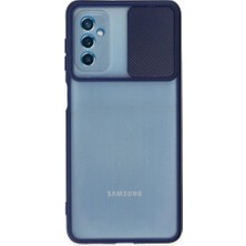 Genel Tedarik Samsung Galaxy M52 5g Kılıf Palm Buzlu Kamera Sürgülü Silikon - LACIVERT-(5796) - EMTHBA8550-7