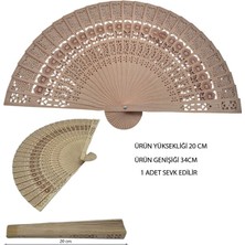 Pandoli Şık Tasarımlı Ahşap Yelpaze 34X20 cm Natürel Doğal Renk 1 Adet Gösteri