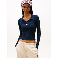 Tommy Hilfiger Kadın Tjw Ribbed Polo Yaka Kazak