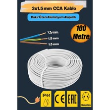 Nublado Ttr Cca Çok Telli Elektrik Kablosu 3x1.5 mm 100 Metre Topraklı Bakır Iletken Damarlı Beyaz Kablo Mft