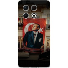 TechTree Tecno Spark 30 Pro Uyumlu Dev Bayrak Detaylı Atatürk Baskılı Silikon Kılıf