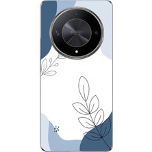 TechTree Honor X9B Uyumlu Mavi Huzur Şekiller ve Botanik Çizgiler Baskılı Silikon Kılıf