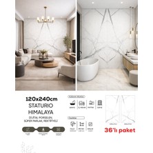 Staturio Himalaya 36'lı Paket 120X240 cm Dijital Porselen – Süper Parlak, Rektifiyeli