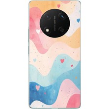 TechTree Honor X9C Uyumlu Pastel Renkli Dalgalı ve Kalp Baskılı Silikon Kılıf