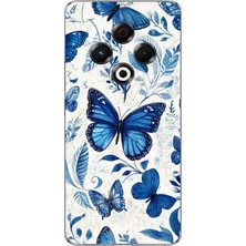 TechTree Tecno Spark 30 Uyumlu Mavi Kelebekler Baskılı Silikon Kılıf