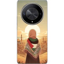 TechTree Honor X9B Uyumlu Filistine Özgürlük Kız Baskılı Silikon Kılıf