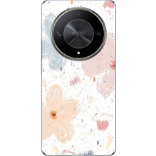 TechTree Honor X9B Uyumlu Pastel Soyut Çiçek ve Leke Desenli Baskılı Silikon Kılıf