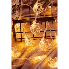 Patladı Gitti 1.5 Metre Ay Yıldız LED Işık Hoşgeldin Ramazan Bayramı Dekorasyonu 10 Ledli Günışığı Pilli Işıklı Süs