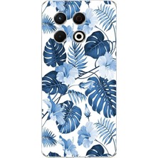 TechTree Tecno Spark 30 Pro Uyumlu Mavi Yaprak ve Çiçek Desenli Baskılı Silikon Kılıf