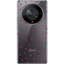 TechTree Honor X9B Uyumlu Kırmızı Kalpler Tasarımlı Baskılı Silikon Kılıf