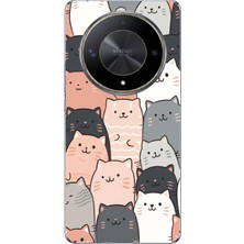 TechTree Honor X9B Uyumlu Pufi Kedicikler Tasarımlı Baskılı Silikon Kılıf