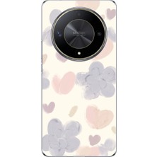 TechTree Honor X9B Uyumlu Pastel Boya Bahçesi Çiçek ve Kalp Baskılı Silikon Kılıf