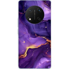 TechTree Honor X9C Uyumlu Ametist Taşı Mor Mermer Baskılı Silikon Kılıf