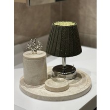 Maison Avf Yeşil Velvet Glow Kablosuz Pilli Masa Lambası - Alt Gümüş