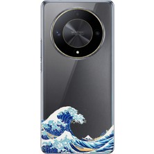 TechTree Honor X9B Uyumlu Kanagawa Oki Nami Ura Dalgası Tasarımlı Baskılı Silikon Kılıf