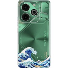 TechTree Tecno Pova 6 Pro Uyumlu Kanagawa Oki Nami Ura Dalgası Tasarımlı Baskılı Silikon Kılıf