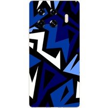 TechTree Tecno Spark 20 Pro+ Plus Uyumlu Modern Mavi Geometrik Mozaik Baskılı Silikon Kılıf