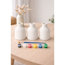 Miray Craft Boyanabilir Dekoratif Vazo Seti – Kendin Boya | Iskandinav Minimal Tasarım (3’lü)