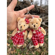 Sumicorn Sevimli Peluş Ayıcık Anahtarlık Seti Çanta Aksesuarı Çift Sevgili Anahtarlığı Hediyelik 2'li Set