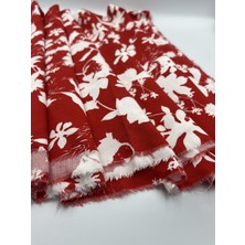 Elna Kumaş Kırmızı Çiçek Desenli %100 Viskon Kumaş – Yumuşak ve Dökümlü Yazlık Elbiselik, Bluzluk, Gömleklik ve Pareo Kumaşı | 150×100 cm – ELNV45