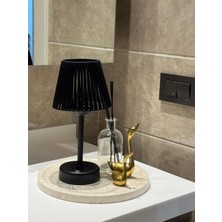 Maison Avf Siyah Deri Kablosuz Şarjlı Masa Lambası - Alt Uzun Siyah