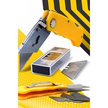 Gampus Katlanır Kaliteli Maket Bıçak Katlanır Falçata + 5 Adet Yedek Başlık Set Pratik Maket Bıçak 2 Adet