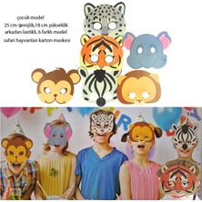 Pandoli Gösteri Için Safari Hayvanları Lastikli Çocuk Karton Maskesi Gözlük 6 Adet
