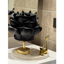 Maison Avf Siyah Eva Gül Tasarım Kablosuz Şarjlı Masa Lambası - Alt Parlak Gold