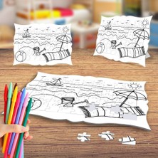 Asilmeydan Yaz Tatili Deniz Güneş Boyama Puzzle Tablo Çocuk Eğitici Yapboz
