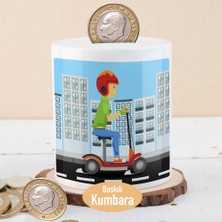 Asilmeydan Scooter Üstünde Gezen Çocuk Para Birikim Kumbarası-214769