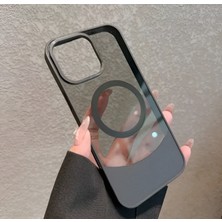 KumOziShop iPhone 14/15 Plus Uyumlu Mat Darbeye Dayanıklı Orta Bölüm Şeffaf Magsafe Özellikli Kılıf