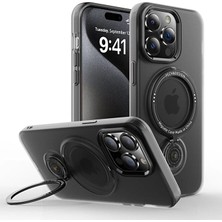 Genel Tedarik Ally iPhone 15 Pro Için Magsafe Uyumlu Standlı Manyetik Silikon KILIF-(5775) - EMTHBA2253-2020