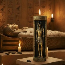 Anubis Mumluk Antik Mısır - Altın Renkli T-Light Mum Dahil