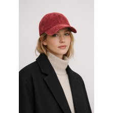 Külah Washed Vintage Cord Şapka – Fitilli Dokulu Kadife Kırmızı Kep