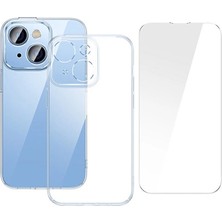 Genel Tedarik iPhone 15 Crystal Serisi Silikon Kılıf + Tempered Ekran Koruyucu SET-(5775) - EMTHBA8377-1201