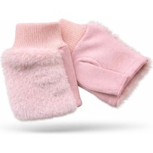 Külah Kadın Suni Kürklü Parmaksız Eldiven - Pembe