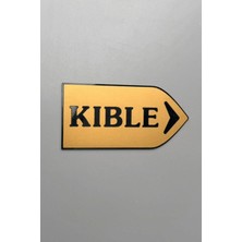 Yönline Kıble Yön Levhası Sağ Yönlü Gold Siyah Yazılı Kendinden Yapışkanlı 14X7 cm